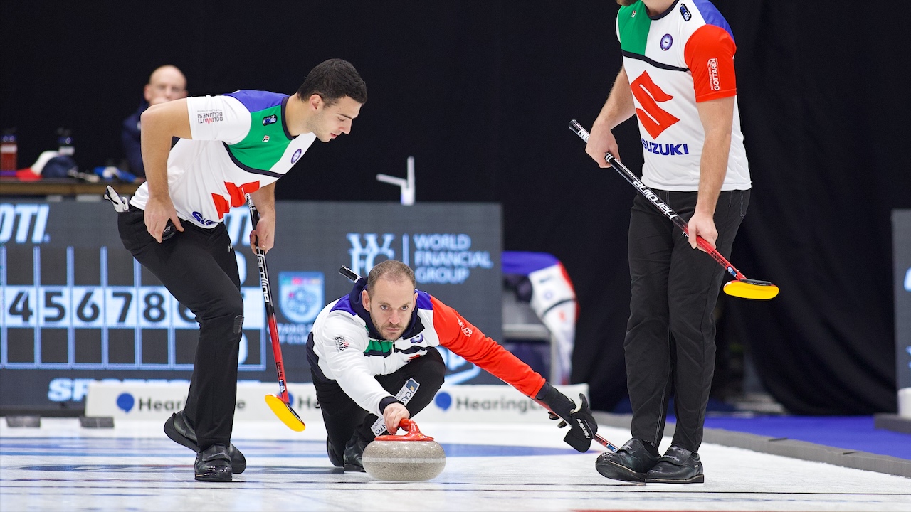 Curling - at Retornaz top table Grand the of Slam The upends to National Schwaller KIOTI